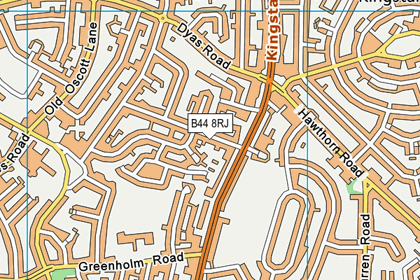 B44 8RJ map - OS VectorMap District (Ordnance Survey)