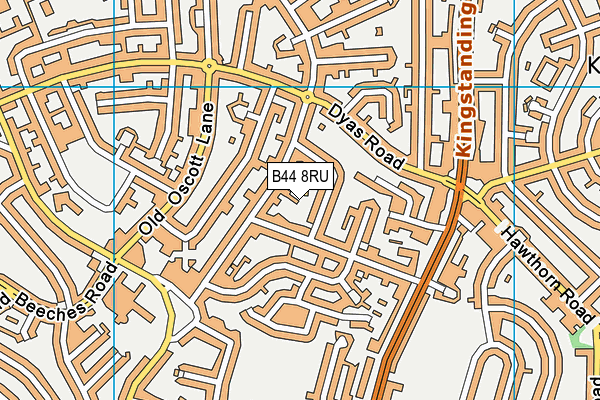 B44 8RU map - OS VectorMap District (Ordnance Survey)