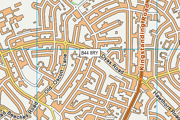 B44 8RY map - OS VectorMap District (Ordnance Survey)