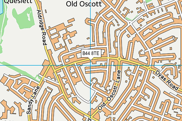 B44 8TE map - OS VectorMap District (Ordnance Survey)