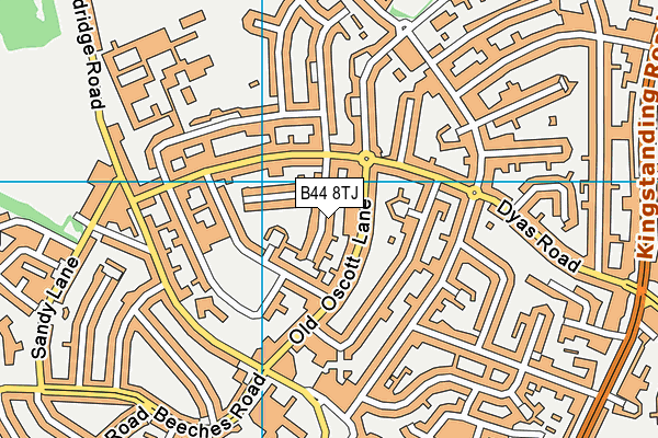 B44 8TJ map - OS VectorMap District (Ordnance Survey)