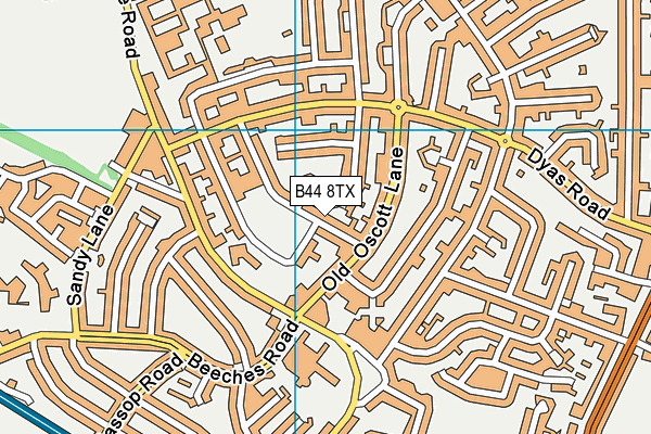 B44 8TX map - OS VectorMap District (Ordnance Survey)