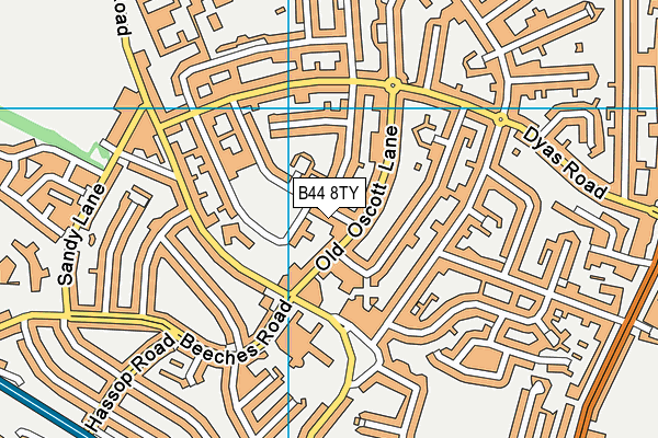 B44 8TY map - OS VectorMap District (Ordnance Survey)