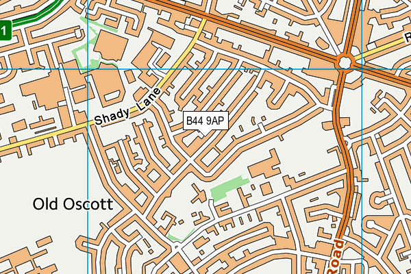 B44 9AP map - OS VectorMap District (Ordnance Survey)