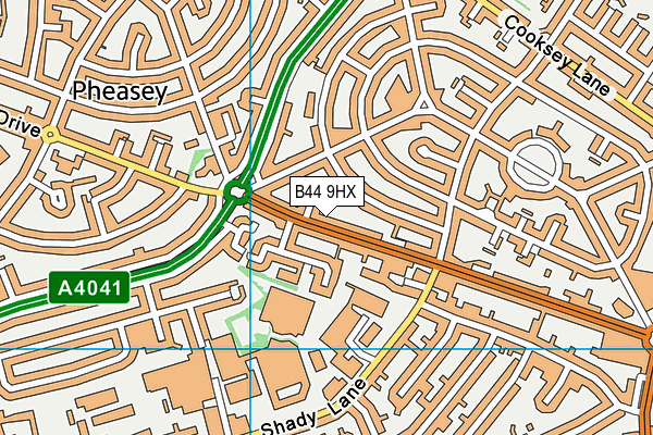 B44 9HX map - OS VectorMap District (Ordnance Survey)