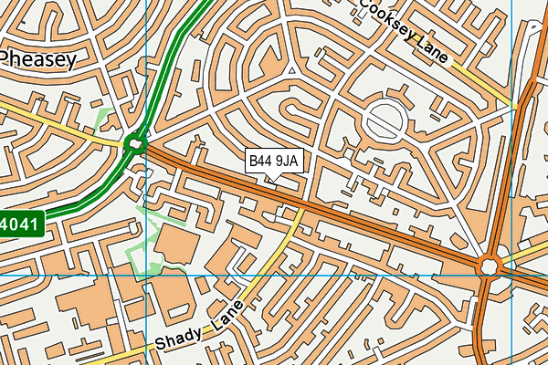 B44 9JA map - OS VectorMap District (Ordnance Survey)