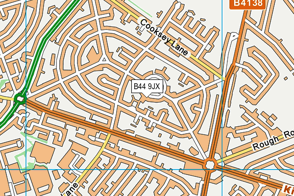 B44 9JX map - OS VectorMap District (Ordnance Survey)
