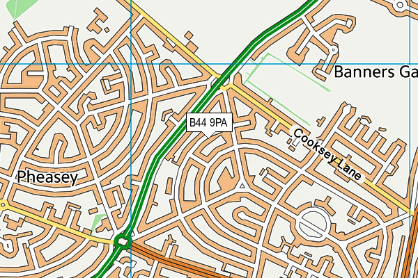 B44 9PA map - OS VectorMap District (Ordnance Survey)