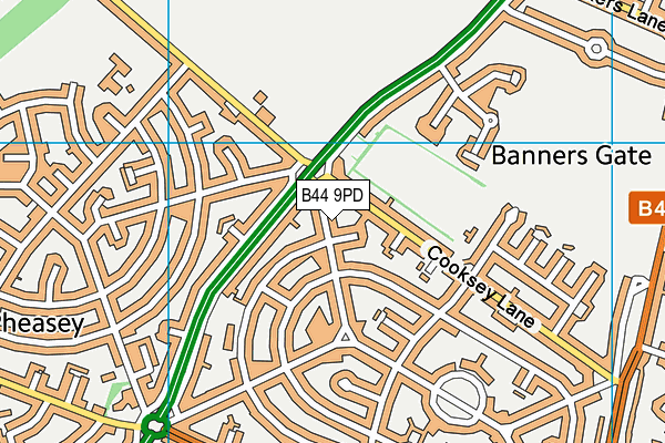 B44 9PD map - OS VectorMap District (Ordnance Survey)
