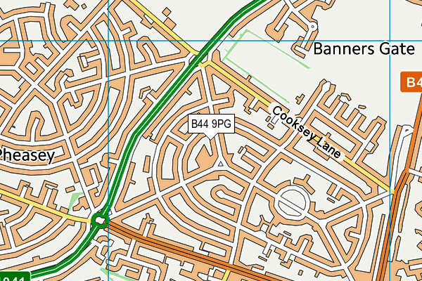 B44 9PG map - OS VectorMap District (Ordnance Survey)