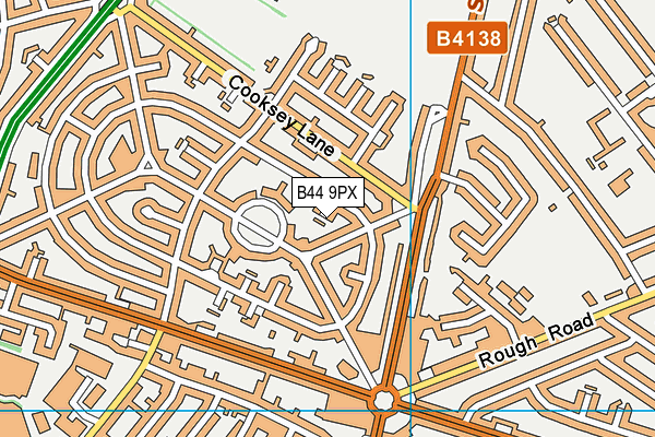 B44 9PX map - OS VectorMap District (Ordnance Survey)