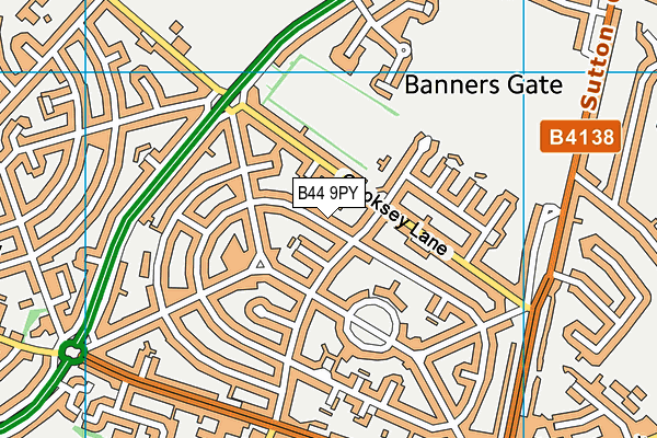 B44 9PY map - OS VectorMap District (Ordnance Survey)