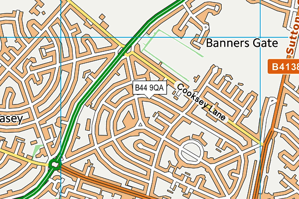 B44 9QA map - OS VectorMap District (Ordnance Survey)