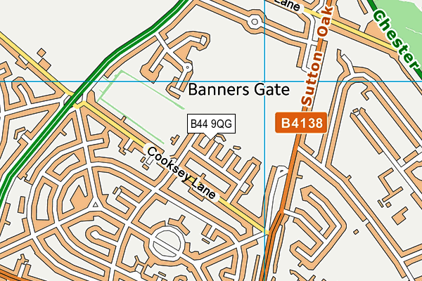 B44 9QG map - OS VectorMap District (Ordnance Survey)