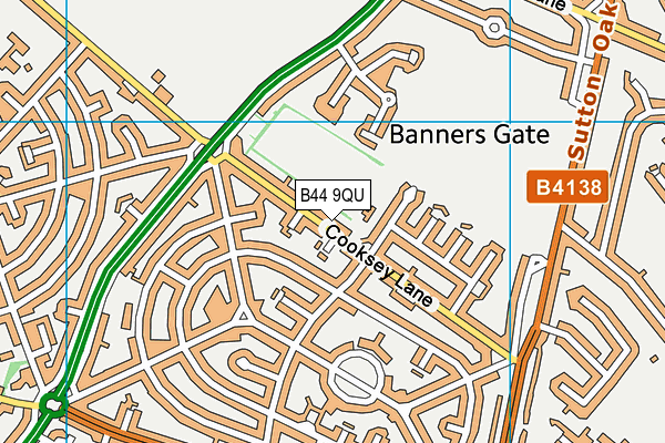 B44 9QU map - OS VectorMap District (Ordnance Survey)