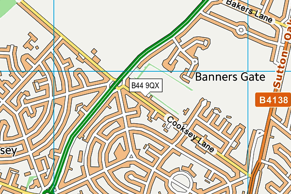 B44 9QX map - OS VectorMap District (Ordnance Survey)