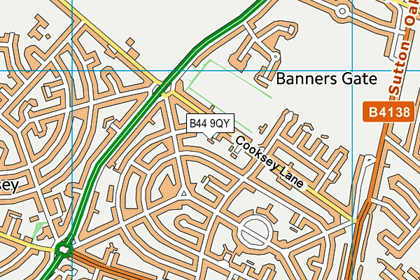 B44 9QY map - OS VectorMap District (Ordnance Survey)