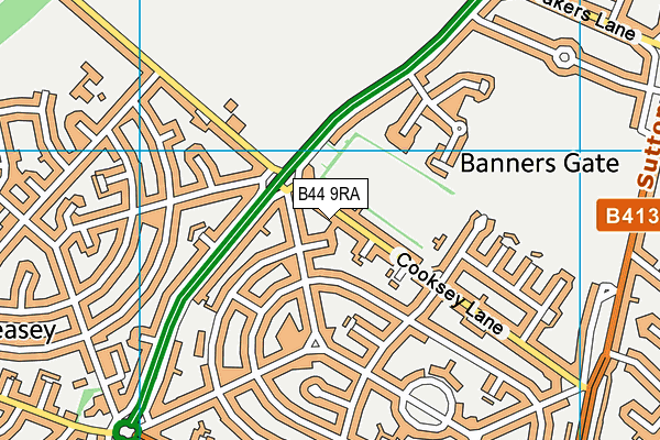 B44 9RA map - OS VectorMap District (Ordnance Survey)