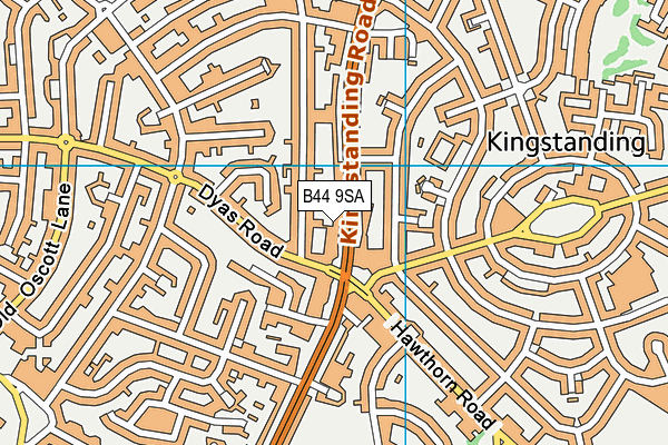 B44 9SA map - OS VectorMap District (Ordnance Survey)