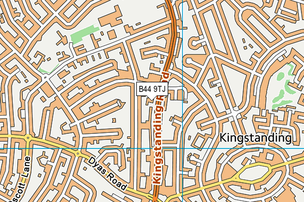 B44 9TJ map - OS VectorMap District (Ordnance Survey)