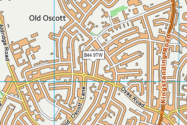 B44 9TW map - OS VectorMap District (Ordnance Survey)