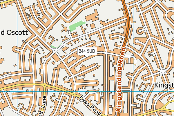 B44 9UD map - OS VectorMap District (Ordnance Survey)