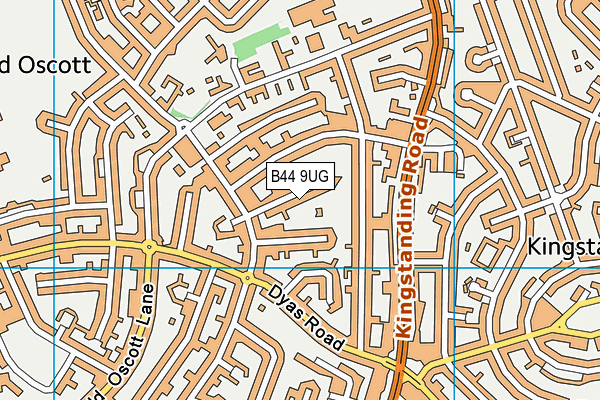 B44 9UG map - OS VectorMap District (Ordnance Survey)