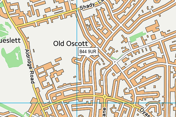 B44 9UR map - OS VectorMap District (Ordnance Survey)