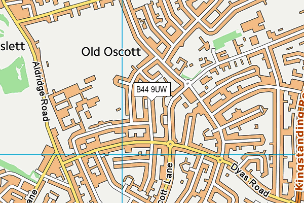 B44 9UW map - OS VectorMap District (Ordnance Survey)