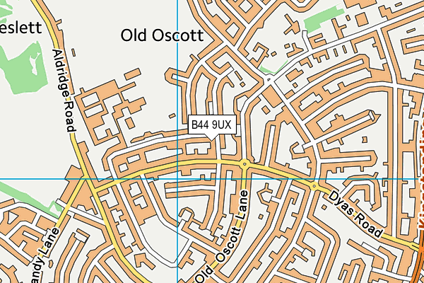 B44 9UX map - OS VectorMap District (Ordnance Survey)