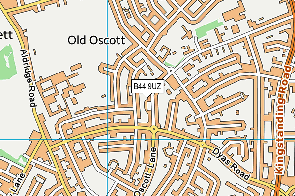 B44 9UZ map - OS VectorMap District (Ordnance Survey)