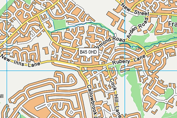 B45 0HD map - OS VectorMap District (Ordnance Survey)