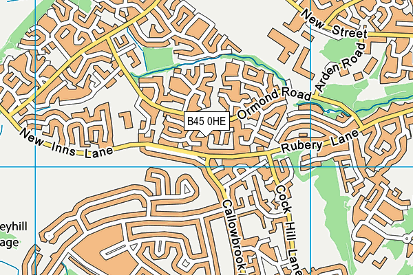 B45 0HE map - OS VectorMap District (Ordnance Survey)