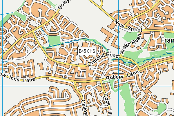 B45 0HS map - OS VectorMap District (Ordnance Survey)