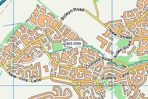B45 0HW map - OS VectorMap District (Ordnance Survey)