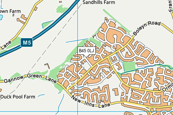 B45 0LJ map - OS VectorMap District (Ordnance Survey)