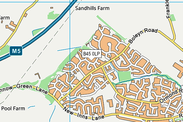 B45 0LP map - OS VectorMap District (Ordnance Survey)