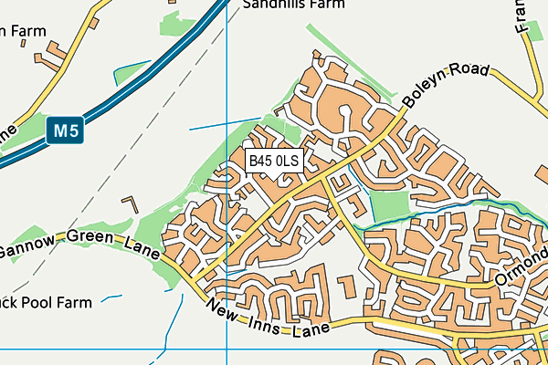 B45 0LS map - OS VectorMap District (Ordnance Survey)