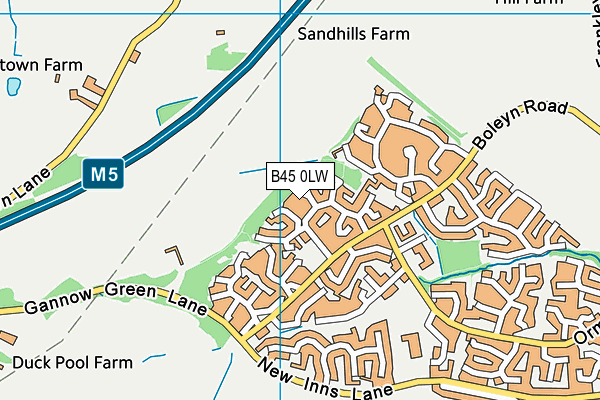 B45 0LW map - OS VectorMap District (Ordnance Survey)