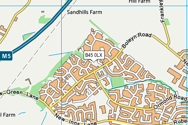 B45 0LX map - OS VectorMap District (Ordnance Survey)