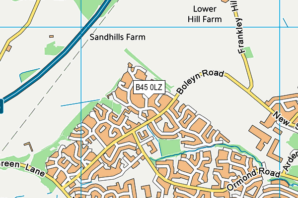 B45 0LZ map - OS VectorMap District (Ordnance Survey)