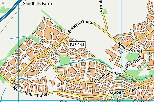 B45 0NJ map - OS VectorMap District (Ordnance Survey)