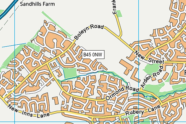 B45 0NW map - OS VectorMap District (Ordnance Survey)