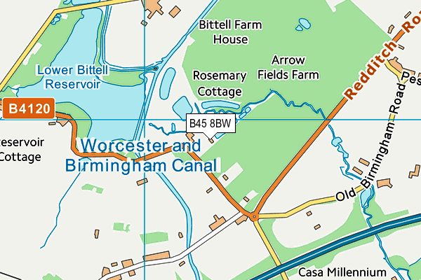 B45 8BW map - OS VectorMap District (Ordnance Survey)