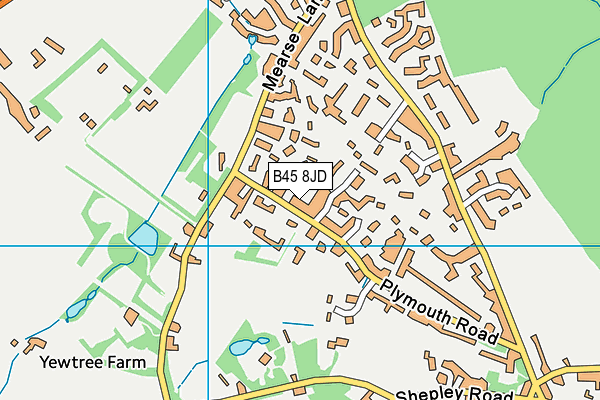 B45 8JD map - OS VectorMap District (Ordnance Survey)