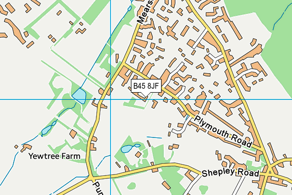 B45 8JF map - OS VectorMap District (Ordnance Survey)