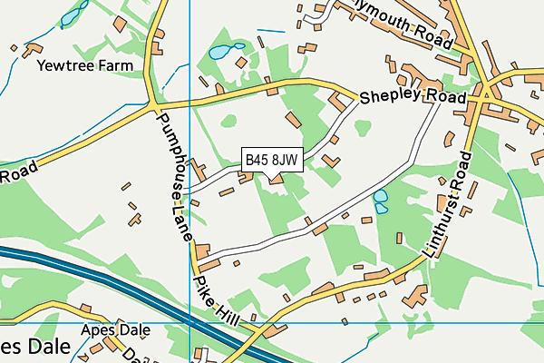B45 8JW map - OS VectorMap District (Ordnance Survey)