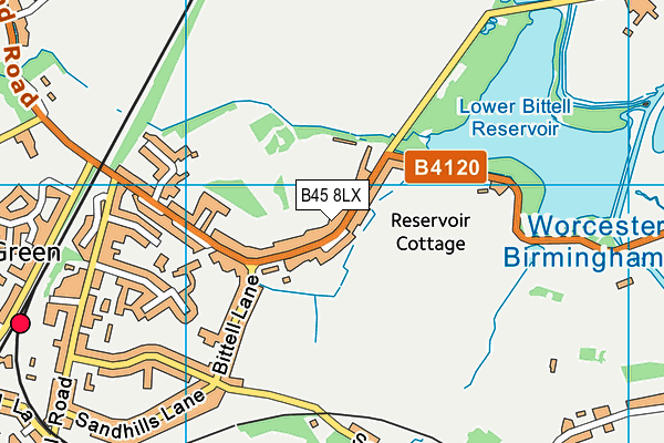 B45 8LX map - OS VectorMap District (Ordnance Survey)