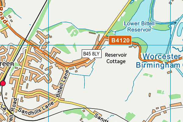 B45 8LY map - OS VectorMap District (Ordnance Survey)