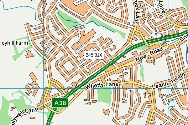 B45 9JX map - OS VectorMap District (Ordnance Survey)